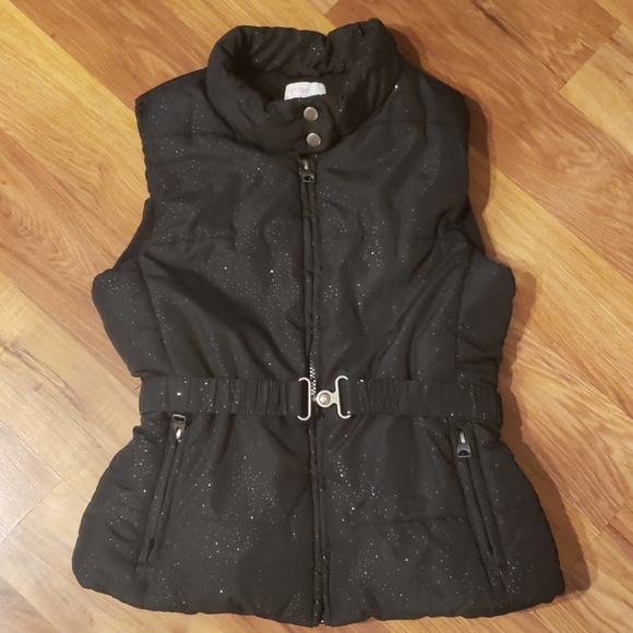 The Children's Place Other - Black Size 14 Puffer Vest with Sparkles.